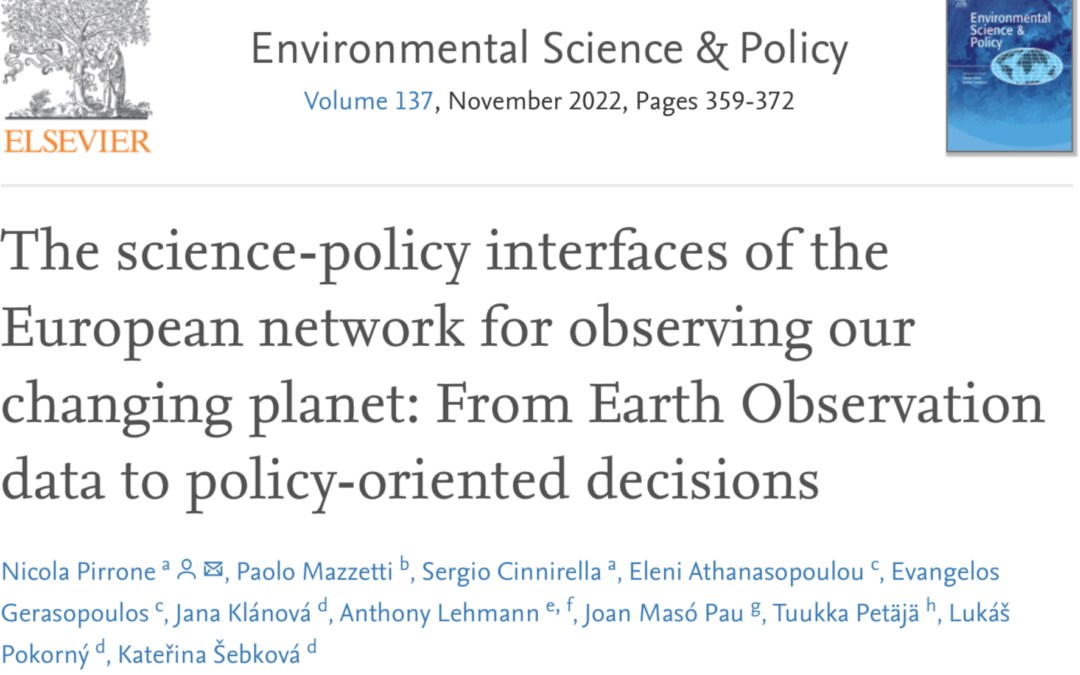 I principali risultati di ERA-PLANET su Environmental Science & Policy